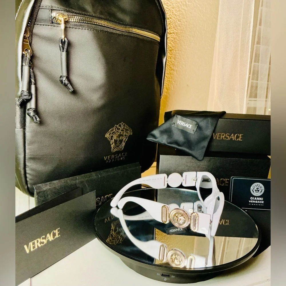 Versace Medusa White Tinted Lens Sunglasses Authentic